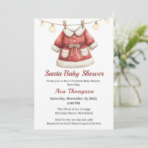 Kerstmis Baby Shower Kleren van de Kerstman Rood Kaart