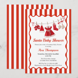 Kerstmis Baby Shower | Kleren van de Kerstman Rood Kaart