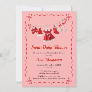 Kerstmis Baby Shower Kleren van de Kerstman Rood Kaart