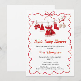 Kerstmis Baby Shower | Kleren van de Kerstman Rood Kaart