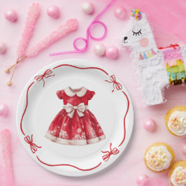Kerstmis Baby Shower | Kleren van de Kerstman Rood Papieren Bordje