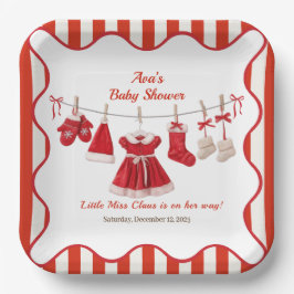 Kerstmis Baby Shower | Kleren van de Kerstman Rood Papieren Bordje