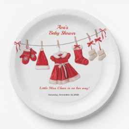 Kerstmis Baby Shower | Kleren van de Kerstman Rood Papieren Bordje