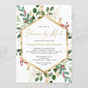 Kerstmis Baby shower per e-mail elegante waterverf Kaart