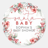 Kerstmis Baby Shower Ronde Sticker (Voorkant)