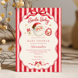 Kerstmis baby shower rood roze strepen kaart