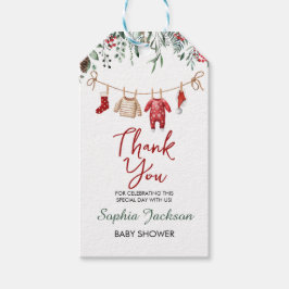 Kerstmis Baby Shower Winter Babykleren Cadeaulabel