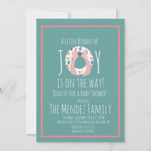 Kerstmis - Baby shower Wreath Joy Bundle Kaart (Voorkant)