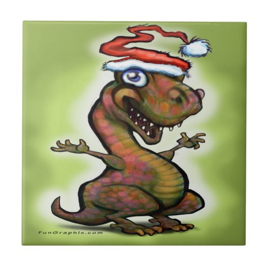 Kerstmis Baby T-Rex Tegeltje (Voorkant)