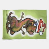 Kerstmis Baby T-Rex Theedoek (Horizontaal)