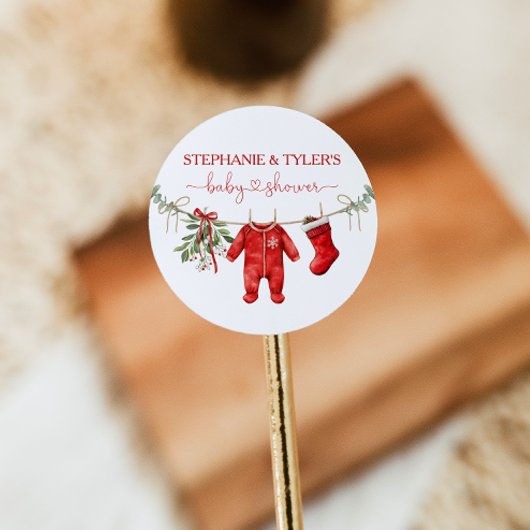 Kerstmis Baby Winter Kerstfeest Baby Shower Ronde Sticker