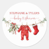 Kerstmis Baby Winter Kerstfeest Baby Shower Ronde Sticker (Voorkant)
