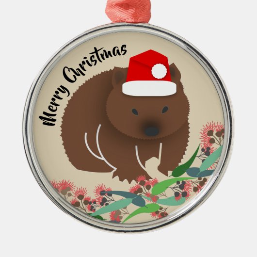 Kerstmis Baby Wombat Metalen Ornament (Voorkant)