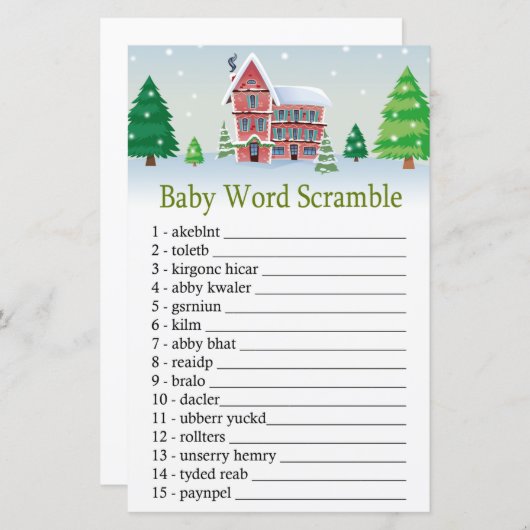 kerstmis Baby word scramble (Voorkant / Achterkant)