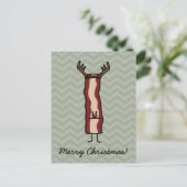 Kerstmis Bacon rendier strip vakantie rode neus Feestdagenkaart (Staand voorkant)
