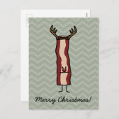 Kerstmis Bacon rendier strip vakantie rode neus Feestdagenkaart (Voorkant / Achterkant)