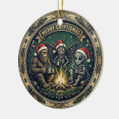 Kerstmis Badge Kerst Ornament met Cryptiden (Links)
