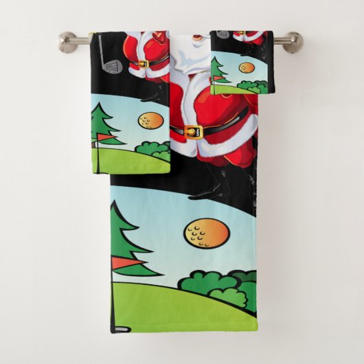 Kerstmis badhanddoek sets, Santa Golf Bad Handdoek (Insitu)