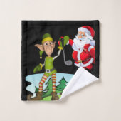 Kerstmis badhanddoek sets, Santa Golf Bad Handdoek (Wasdoekje)