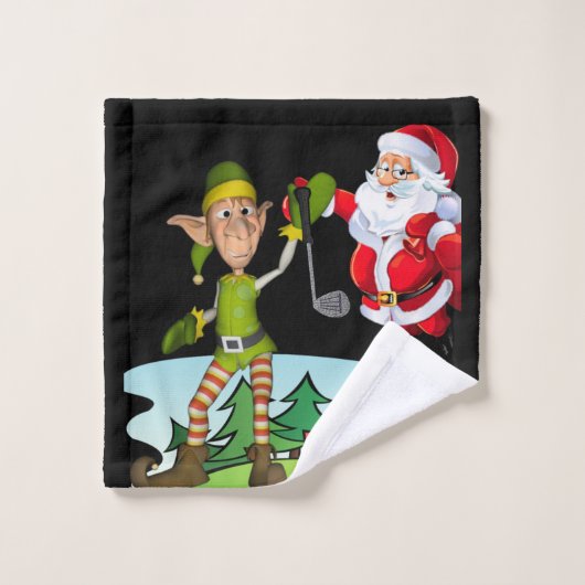 Kerstmis badhanddoek sets, Santa Golf Bad Handdoek (Wasdoekje)