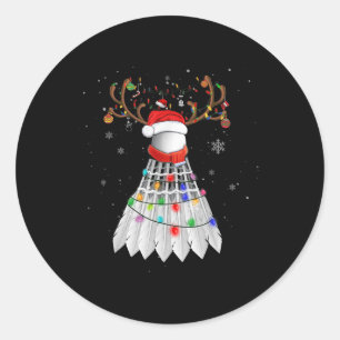 Kerstmis Badminton Ball Santa Hat Cute Xmas Pajam Ronde Sticker