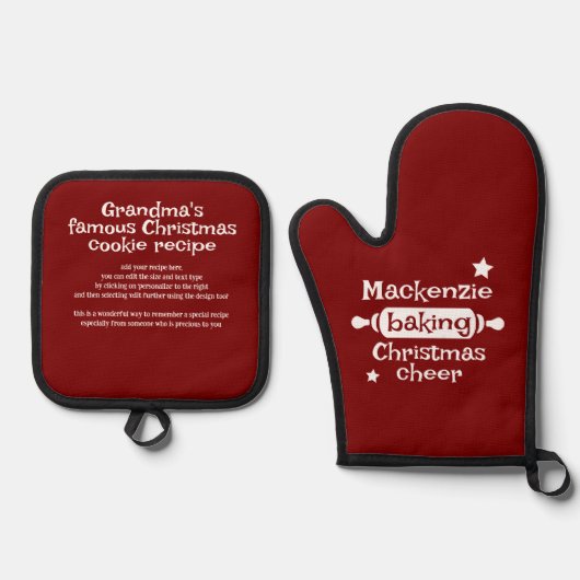 Kerstmis bakken ovenwant & pannenlap set (Voorkant)