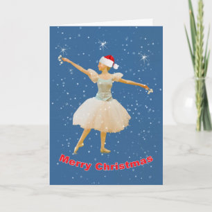 Kerstmis, Ballerina die in Sneeuw dansen Feestdagen Kaart