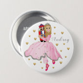 Kerstmis Ballerina Nutkraker Ronde Button 7,6 Cm (Voorkant /achterkant)