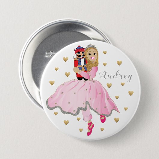 Kerstmis Ballerina Nutkraker Ronde Ronde Button 7,6 Cm (Voorkant /achterkant)