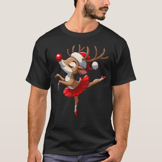 Kerstmis Ballet Rendier Dansend Ballet Thee T-shirt (Voorkant)