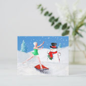 Kerstmis, balletdanser, sneeuwscène feestdagenkaart (Staand voorkant)