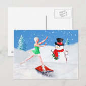 Kerstmis, balletdanser, sneeuwscène feestdagenkaart (Voorkant / Achterkant)