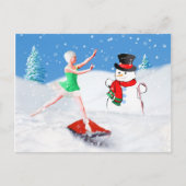 Kerstmis, balletdanser, sneeuwscène feestdagenkaart (Voorkant)