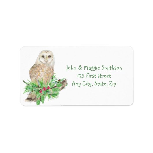 Kerstmis - Barn Owl Bird Natuur Custom Art Etiket (Voorkant)
