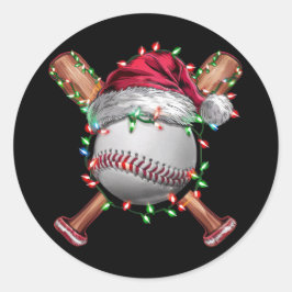 Kerstmis Baseball Santa Sports Kerstvakantie Ronde Sticker