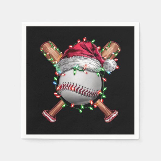 Kerstmis Baseball Santa Sports Kerstvakantie Servet (Voorkant)