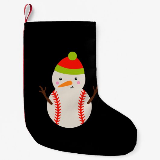 Kerstmis - Baseball Snowman Kleine Kerstsok (Voorkant)