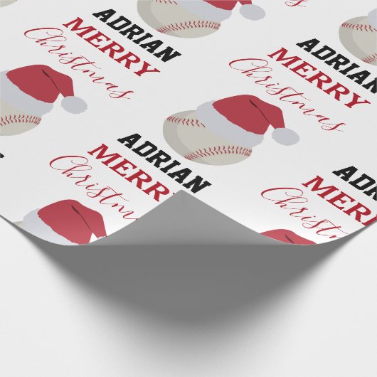 Kerstmis Baseball Sport Ball Aangepaste naam Cadeaupapier (Hoek)