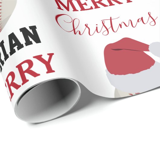 Kerstmis Baseball Sport Ball Aangepaste naam Cadeaupapier (Rol Hoek)