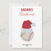 Kerstmis Baseball Sport Ball Aangepaste naam Feestdagenkaart (Voorkant)