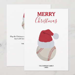 Kerstmis Baseball Sport Ball Aangepaste naam Feestdagenkaart
