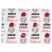 Kerstmis Baseball Sport Ball Aangepaste naam Groot Cadeauzakje (Achterkant)