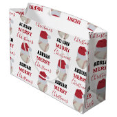 Kerstmis Baseball Sport Ball Aangepaste naam Groot Cadeauzakje (Achterkant Gekanteld)