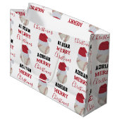 Kerstmis Baseball Sport Ball Aangepaste naam Groot Cadeauzakje (Voorkant Gekanteld)