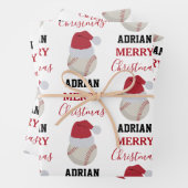 Kerstmis Baseball Sport Ball Aangepaste naam Inpakpapier Vel (In situ)