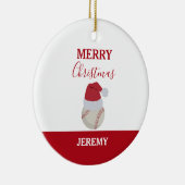 Kerstmis Baseball Sport Ball Aangepaste naam Keramisch Ornament (Rechts)