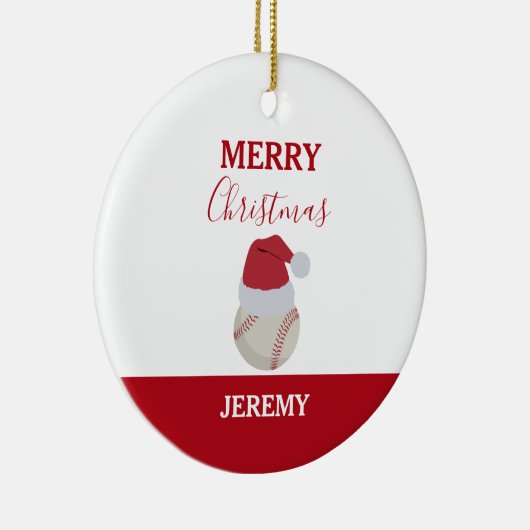 Kerstmis Baseball Sport Ball Aangepaste naam Keramisch Ornament (Rechts)