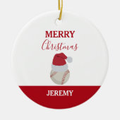 Kerstmis Baseball Sport Ball Aangepaste naam Keramisch Ornament (Voorkant)