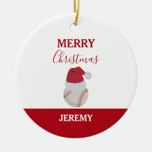 Kerstmis Baseball Sport Ball Aangepaste naam Keramisch Ornament