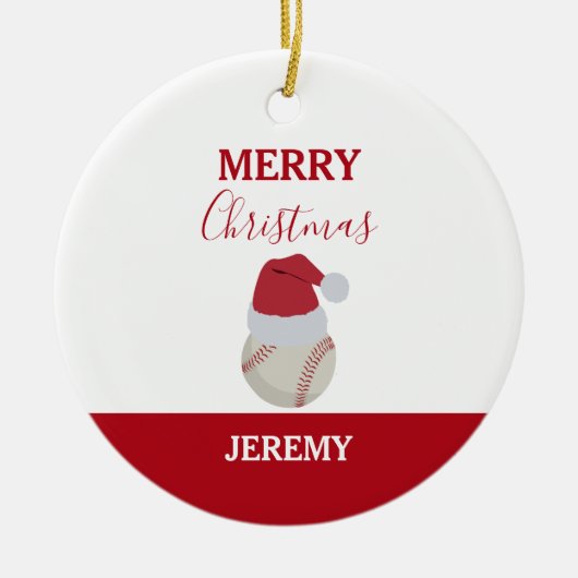 Kerstmis Baseball Sport Ball Aangepaste naam Keramisch Ornament (Voorkant)
